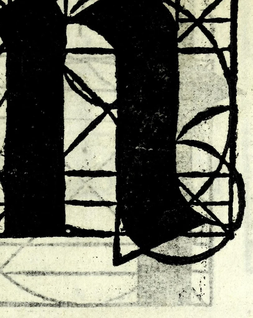 An illustration from Lo presente libro insegna la vera arte delo excelle[n]te scriuere de diuerse varie sorti de litere : lequali se fano p[e]r geometrica ragione & con la presente opera ognuno le potra imparare impochi giorni p[er] lo amaistramento, ragione, & essempli, come qui seguente vederai, 1539, leaf 41