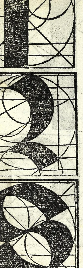 An illustration from Lo presente libro insegna la vera arte delo excelle[n]te scriuere de diuerse varie sorti de litere : lequali se fano p[e]r geometrica ragione & con la presente opera ognuno le potra imparare impochi giorni p[er] lo amaistramento, ragione, & essempli, come qui seguente vederai, 1539, leaf 42