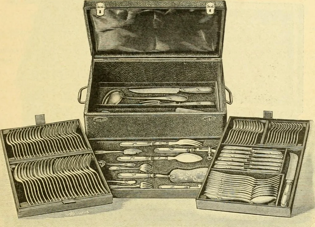 An illustration from L'orfevrerie d'Ercuis ... fonderies, laminoirs et ateliers d'orfevrerie, d'argenture et dorure a Ercuis (Oise)., 1911, leaf 120