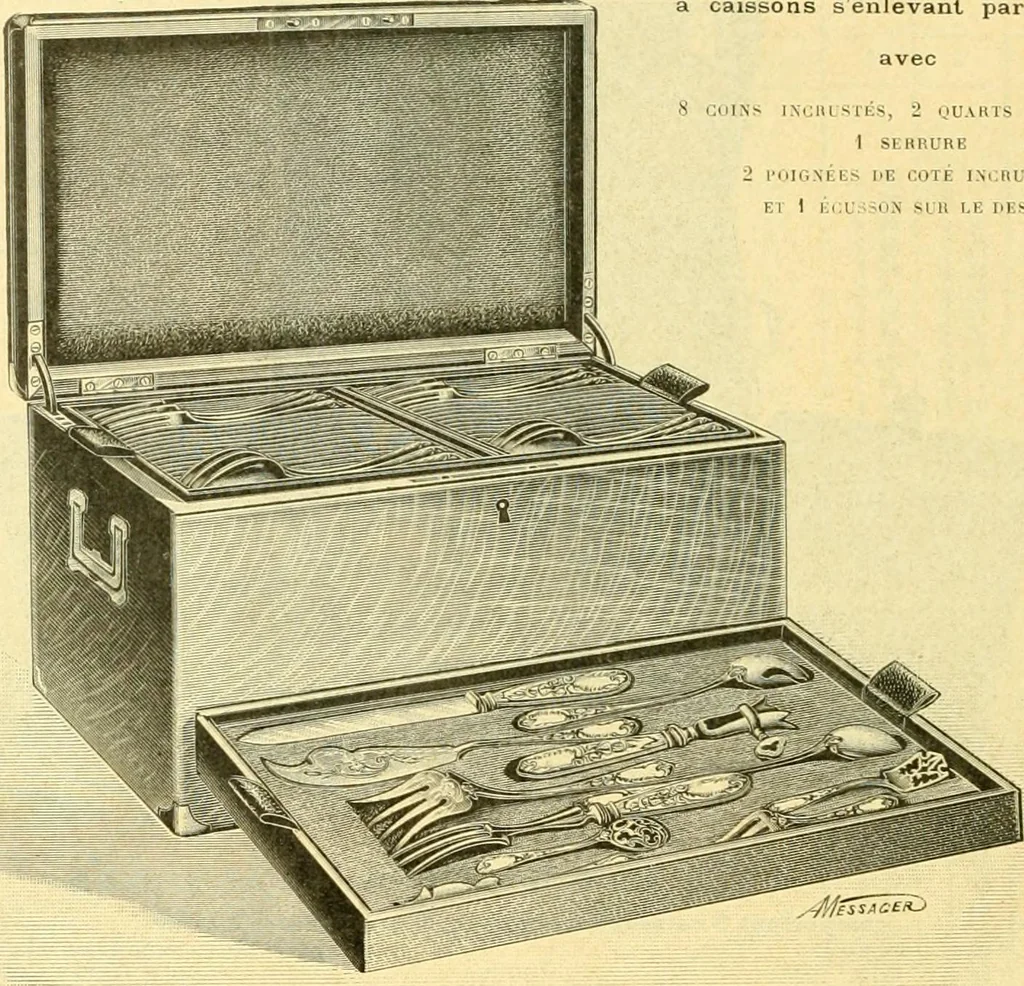 An illustration from L'orfevrerie d'Ercuis ... fonderies, laminoirs et ateliers d'orfevrerie, d'argenture et dorure a Ercuis (Oise)., 1911, leaf 121