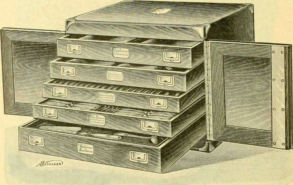 An illustration from L'orfevrerie d'Ercuis ... fonderies, laminoirs et ateliers d'orfevrerie, d'argenture et dorure a Ercuis (Oise)., 1911, leaf 123