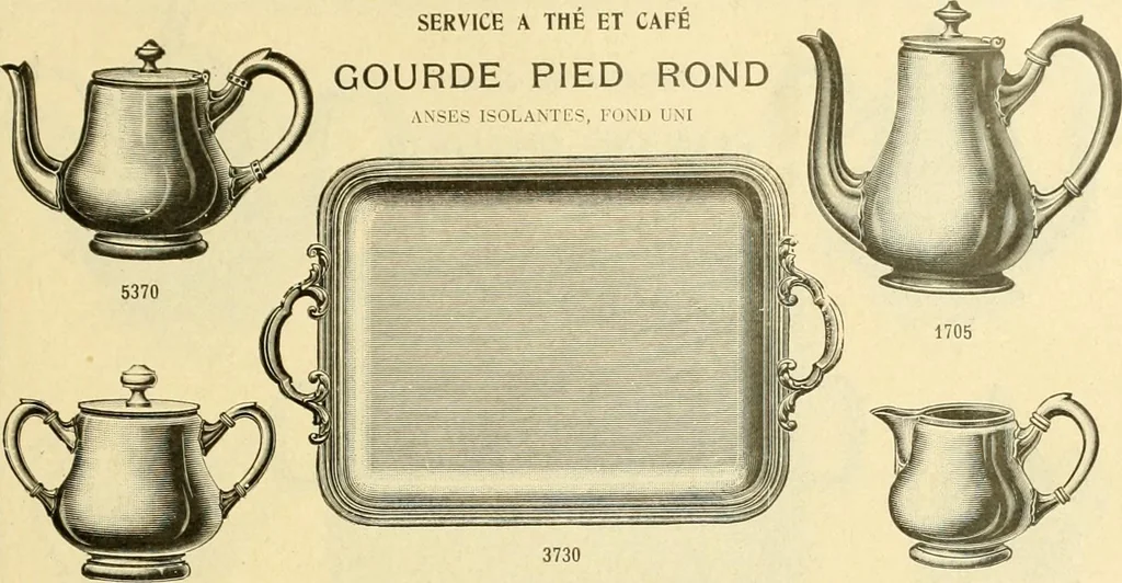 An illustration from L'orfevrerie d'Ercuis ... fonderies, laminoirs et ateliers d'orfevrerie, d'argenture et dorure a Ercuis (Oise)., 1911, leaf 184