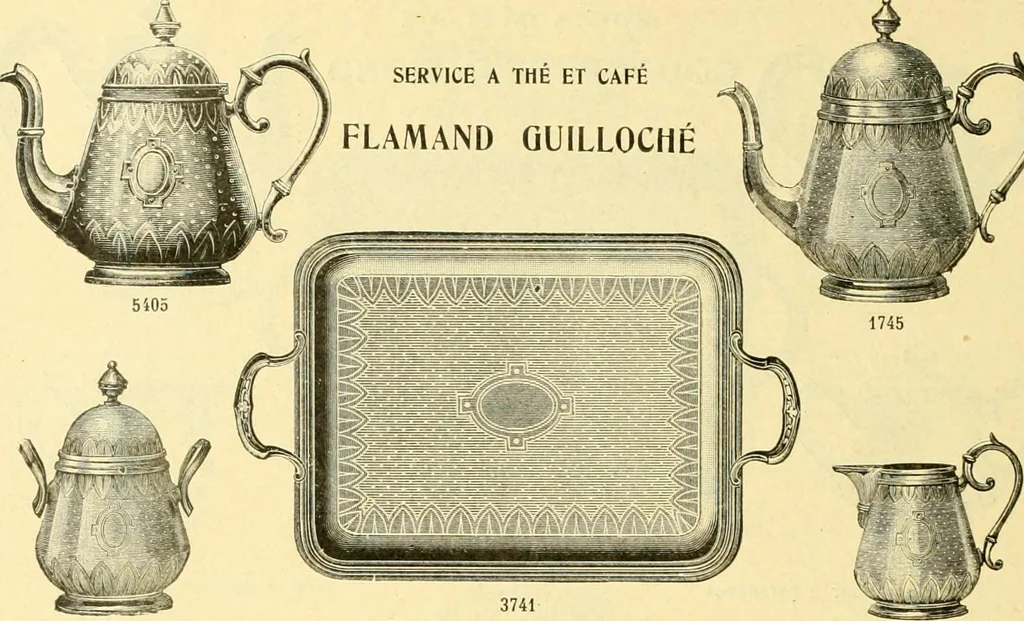 An illustration from L'orfevrerie d'Ercuis ... fonderies, laminoirs et ateliers d'orfevrerie, d'argenture et dorure a Ercuis (Oise)., 1911, leaf 185