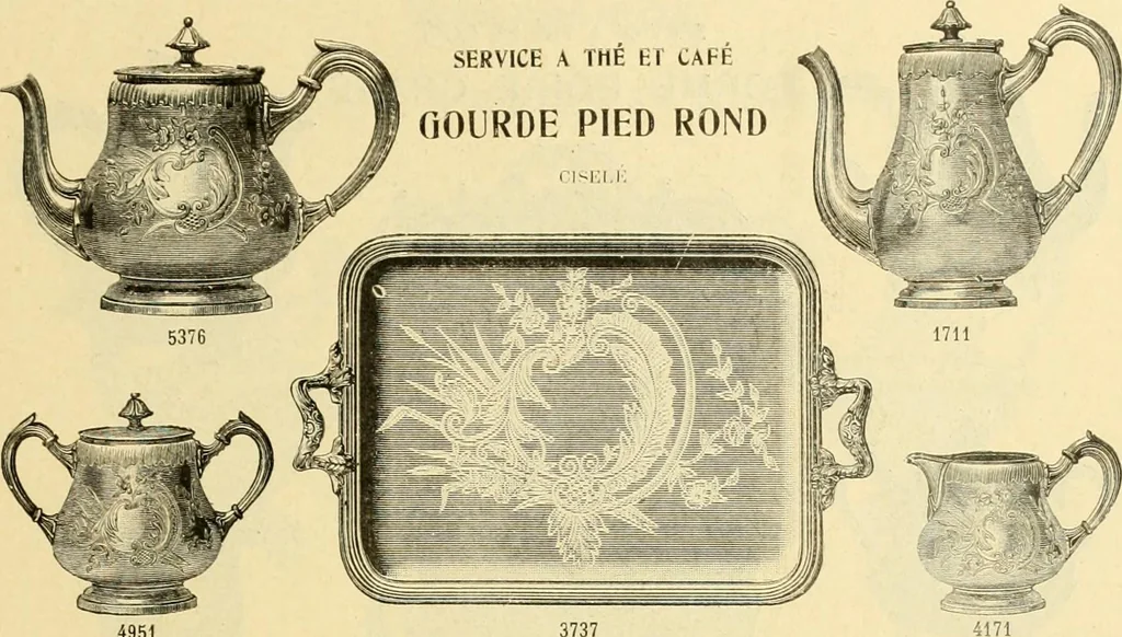 An illustration from L'orfevrerie d'Ercuis ... fonderies, laminoirs et ateliers d'orfevrerie, d'argenture et dorure a Ercuis (Oise)., 1911, leaf 186
