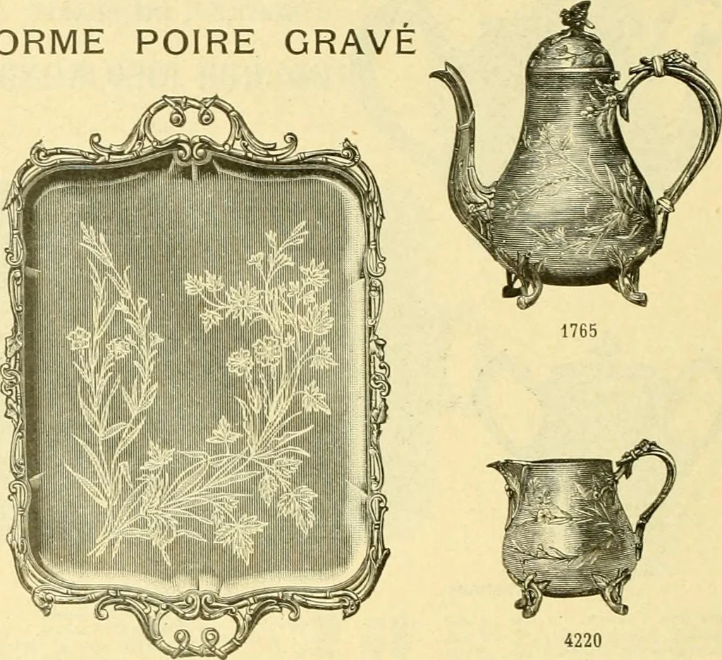 An illustration from L'orfevrerie d'Ercuis ... fonderies, laminoirs et ateliers d'orfevrerie, d'argenture et dorure a Ercuis (Oise)., 1911, leaf 187