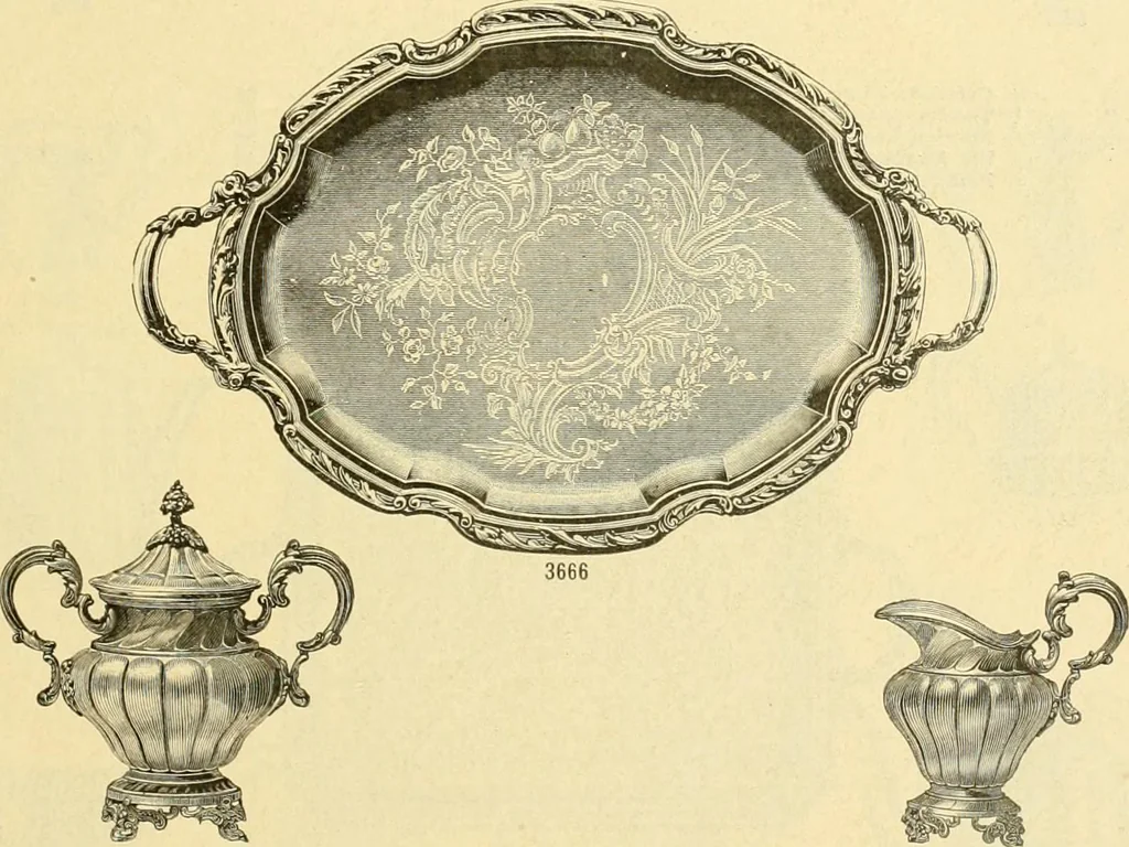 An illustration from L'orfevrerie d'Ercuis ... fonderies, laminoirs et ateliers d'orfevrerie, d'argenture et dorure a Ercuis (Oise)., 1911, leaf 188