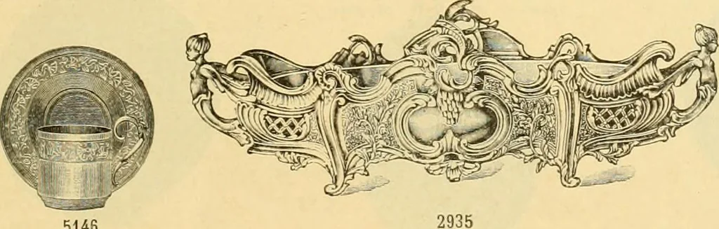 An illustration from L'orfevrerie d'Ercuis ... fonderies, laminoirs et ateliers d'orfevrerie, d'argenture et dorure a Ercuis (Oise)., 1911, leaf 202