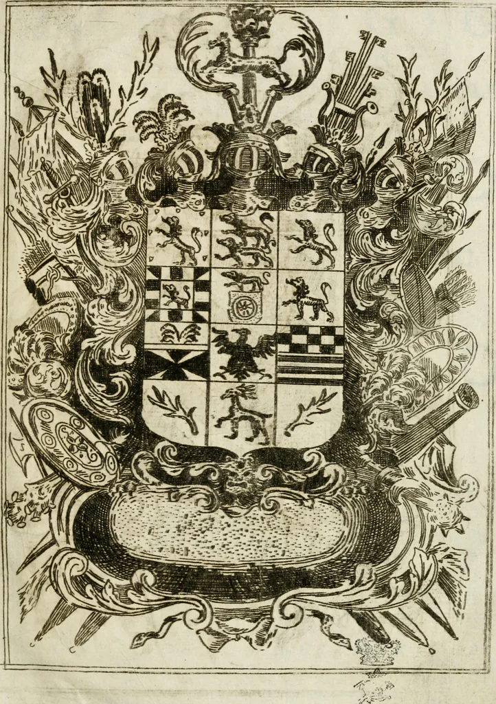 An illustration from L'orologio del piacere : che mostra l'ore del dilettevole soggiorno havto dall'altezza serenissima d. Ernesto Avgvsto, vescovo d'Osnabrvc, duca di Bransuich, Luneburgo, &c. nel luoco di Piazzola di s.e. il signor Marco Contarini, procurator di S. Marco, consacrato all' a.s. dalla medemma eccellenza, 1685, leaf 4