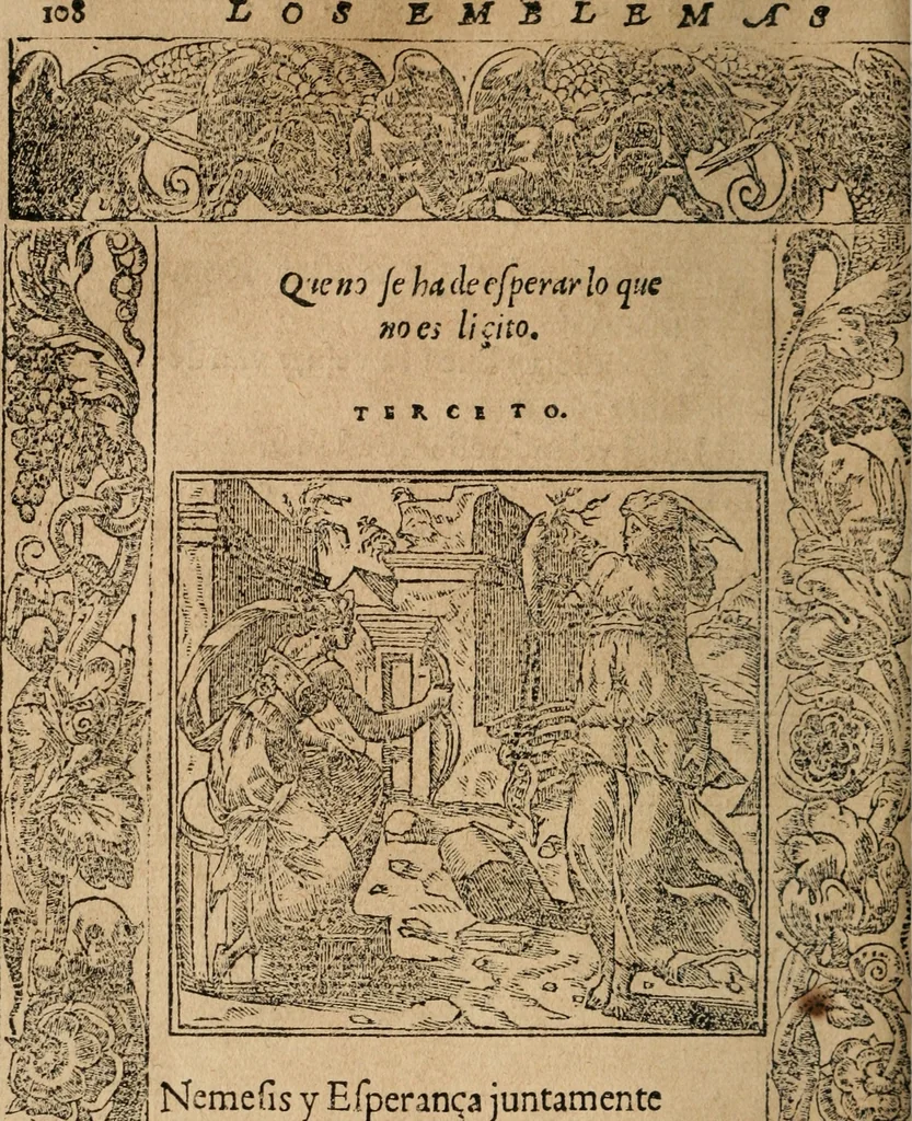 An illustration from Los emblemas de Alciato : traducidos en rhimas españolas ..., 1549, leaf 111
