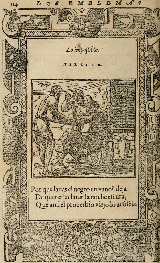 An illustration from Los emblemas de Alciato : traducidos en rhimas españolas ..., 1549, leaf 117