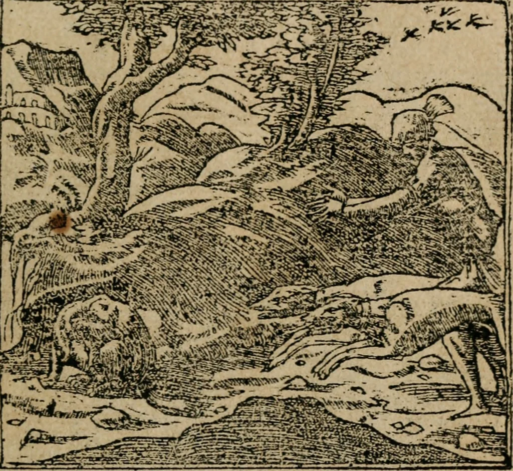 An illustration from Los emblemas de Alciato : traducidos en rhimas españolas ..., 1549, leaf 118