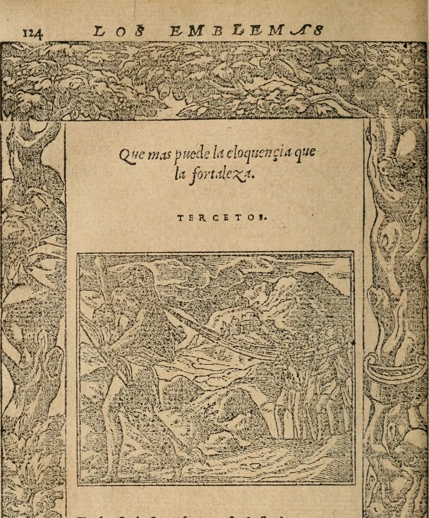 An illustration from Los emblemas de Alciato : traducidos en rhimas españolas ..., 1549, leaf 127