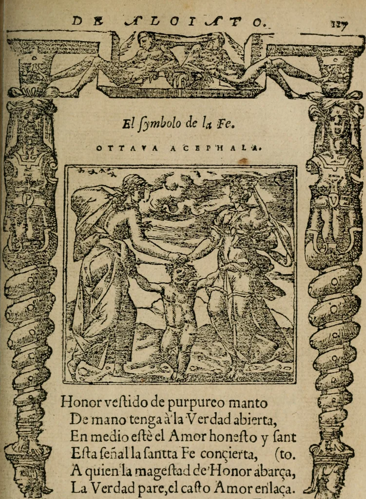 An illustration from Los emblemas de Alciato : traducidos en rhimas españolas ..., 1549, leaf 130