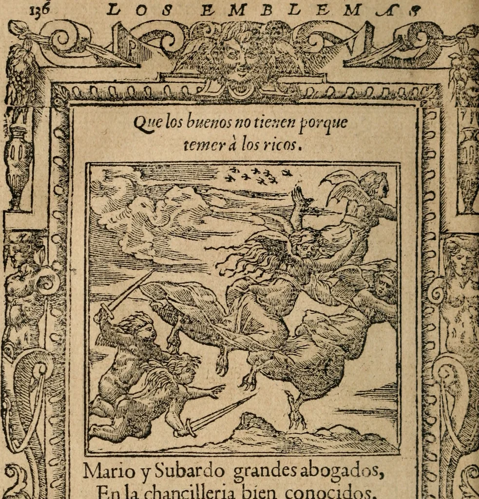 An illustration from Los emblemas de Alciato : traducidos en rhimas españolas ..., 1549, leaf 139