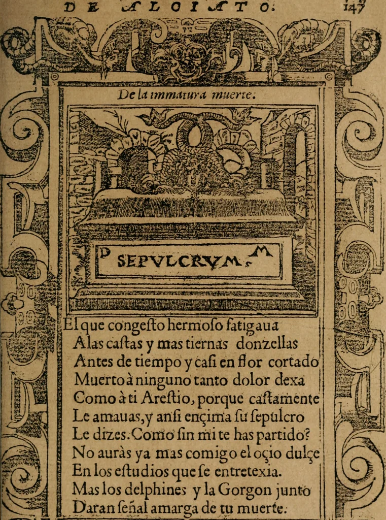 An illustration from Los emblemas de Alciato : traducidos en rhimas españolas ..., 1549, leaf 150