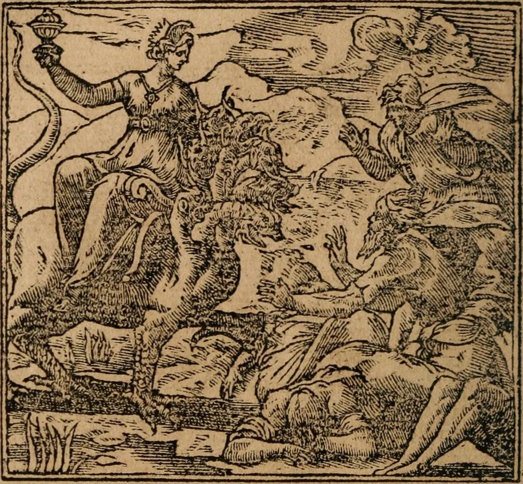 An illustration from Los emblemas de Alciato : traducidos en rhimas españolas ..., 1549, leaf 161