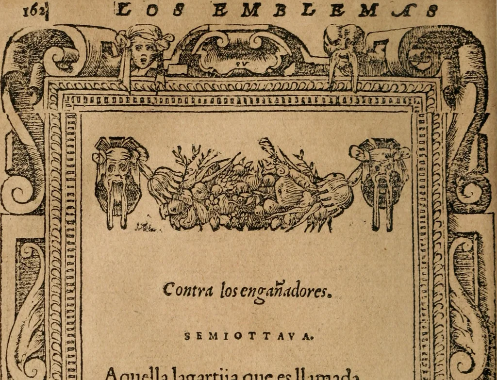 An illustration from Los emblemas de Alciato : traducidos en rhimas españolas ..., 1549, leaf 165