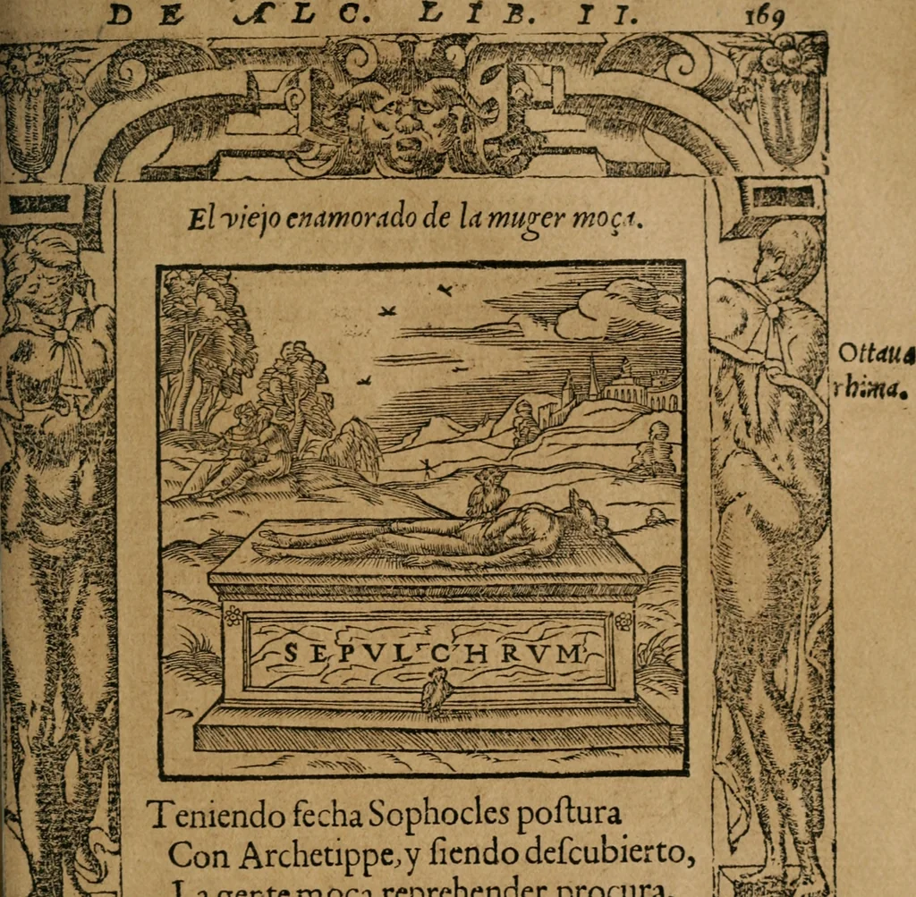 An illustration from Los emblemas de Alciato : traducidos en rhimas españolas ..., 1549, leaf 172