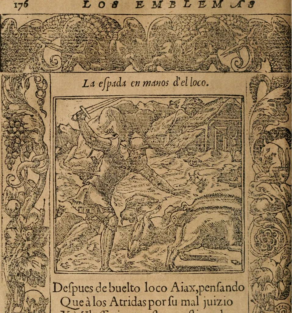 An illustration from Los emblemas de Alciato : traducidos en rhimas españolas ..., 1549, leaf 179