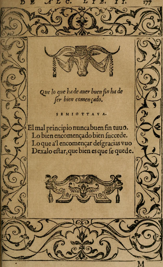 An illustration from Los emblemas de Alciato : traducidos en rhimas españolas ..., 1549, leaf 180