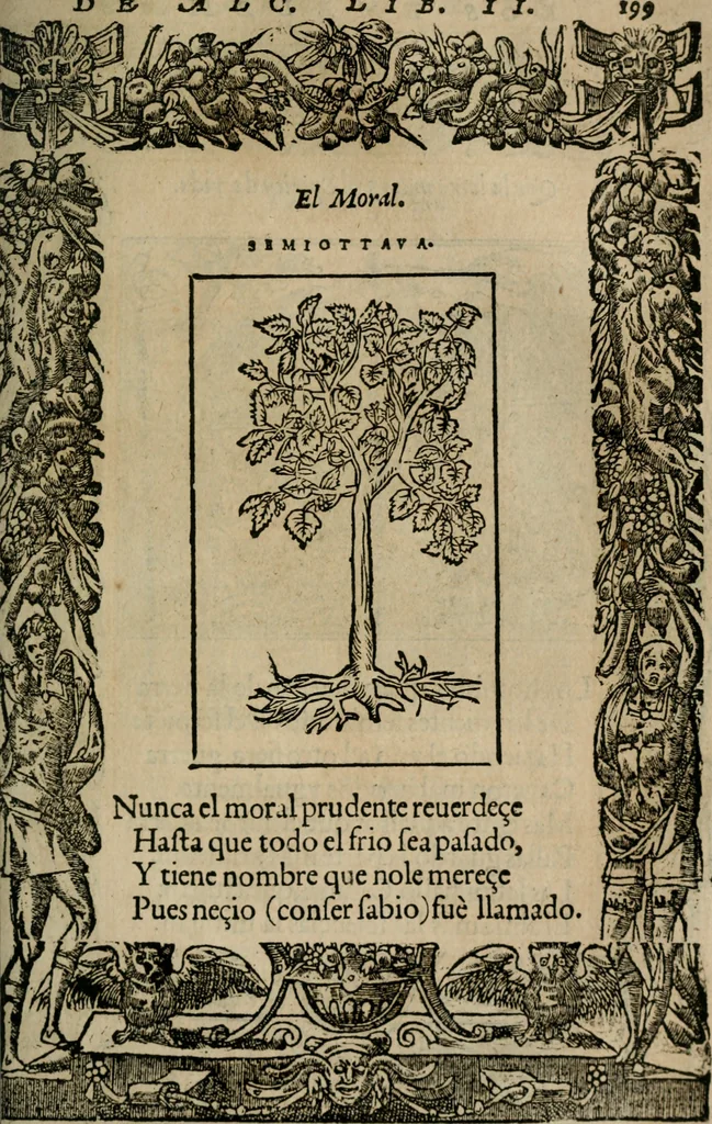 An illustration from Los emblemas de Alciato : traducidos en rhimas españolas ..., 1549, leaf 202