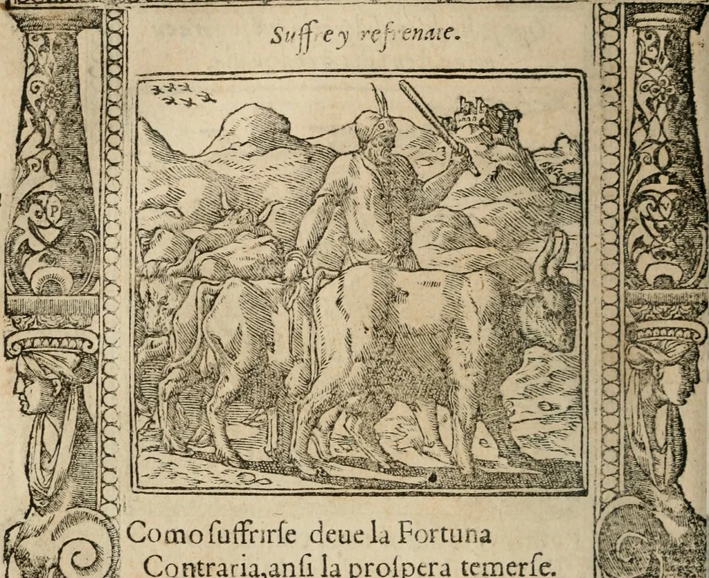 An illustration from Los emblemas de Alciato : traducidos en rhimas españolas ..., 1549, leaf 211