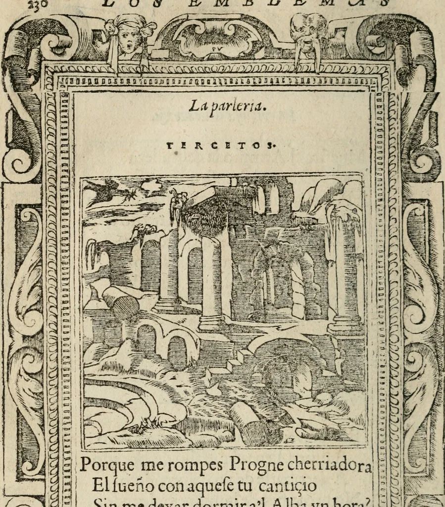 An illustration from Los emblemas de Alciato : traducidos en rhimas españolas ..., 1549, leaf 233