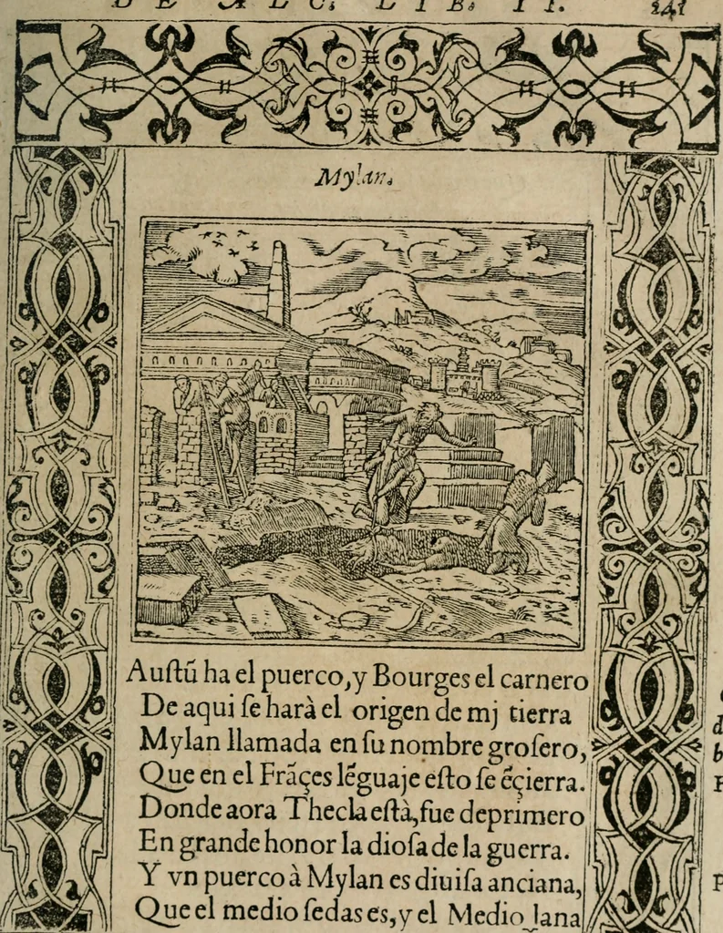 An illustration from Los emblemas de Alciato : traducidos en rhimas españolas ..., 1549, leaf 244
