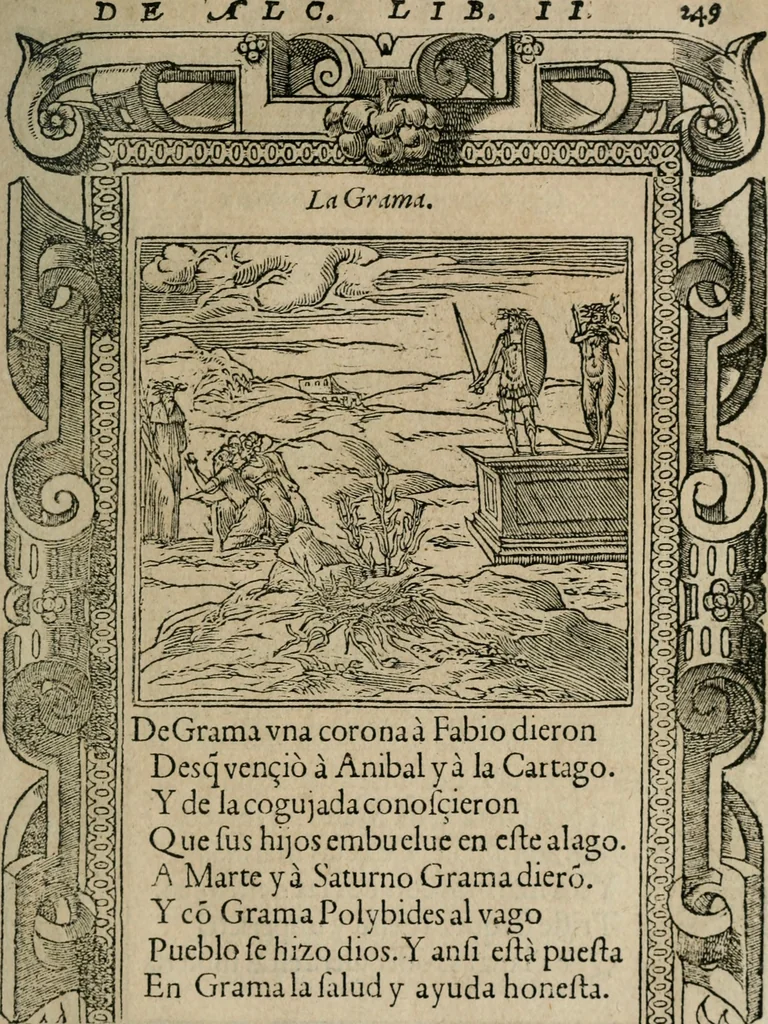 An illustration from Los emblemas de Alciato : traducidos en rhimas españolas ..., 1549, leaf 252