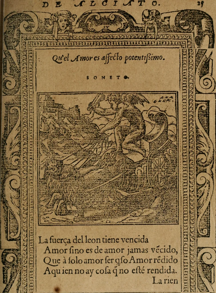 An illustration from Los emblemas de Alciato : traducidos en rhimas españolas ..., 1549, leaf 28