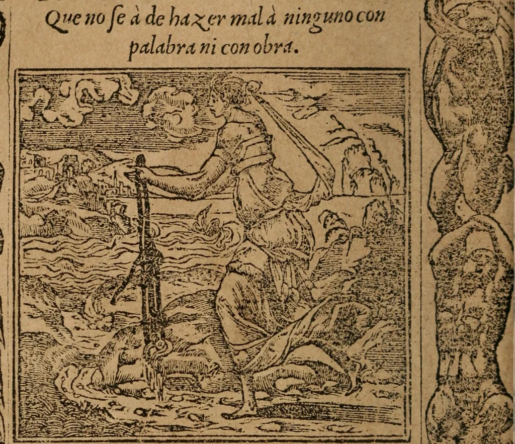 An illustration from Los emblemas de Alciato : traducidos en rhimas españolas ..., 1549, leaf 35