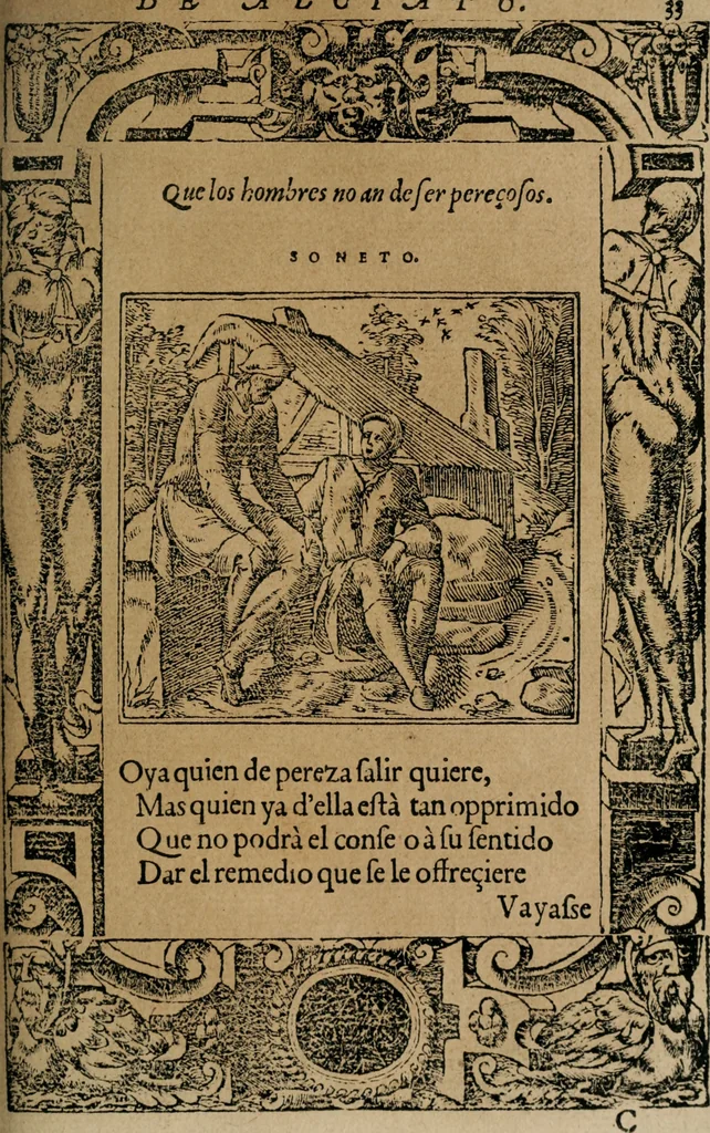 An illustration from Los emblemas de Alciato : traducidos en rhimas españolas ..., 1549, leaf 36