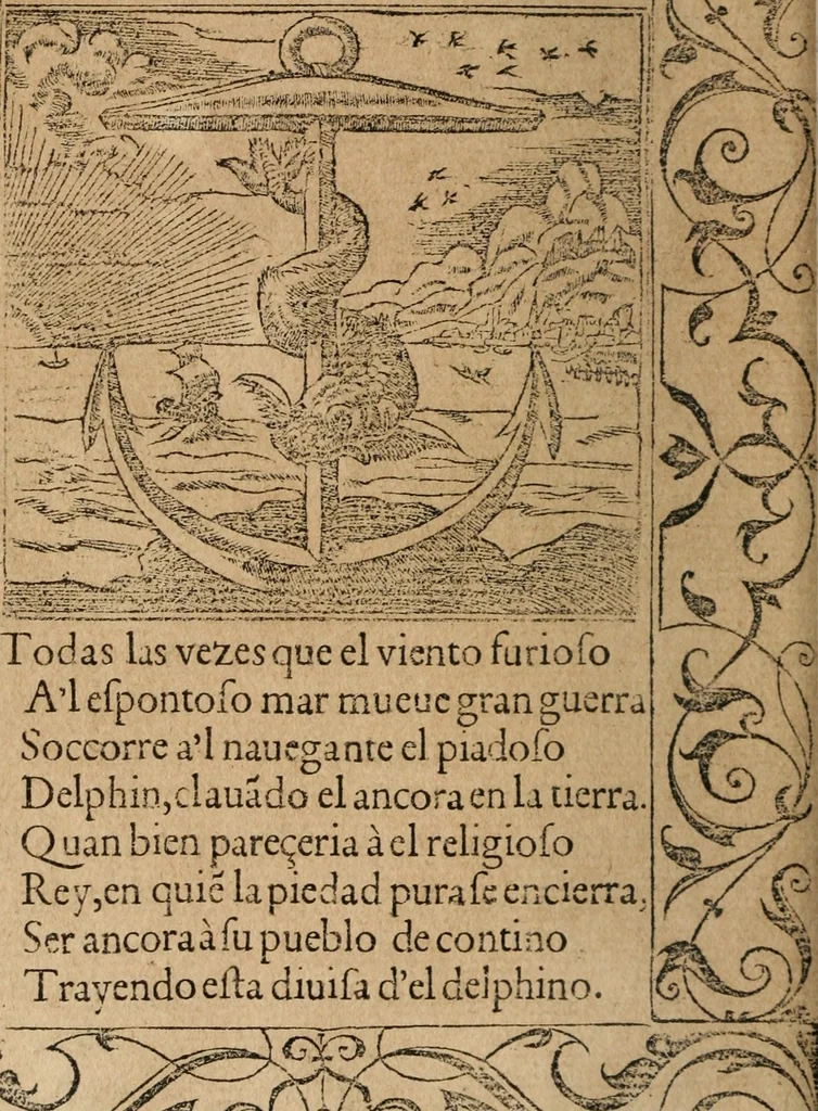 An illustration from Los emblemas de Alciato : traducidos en rhimas españolas ..., 1549, leaf 45