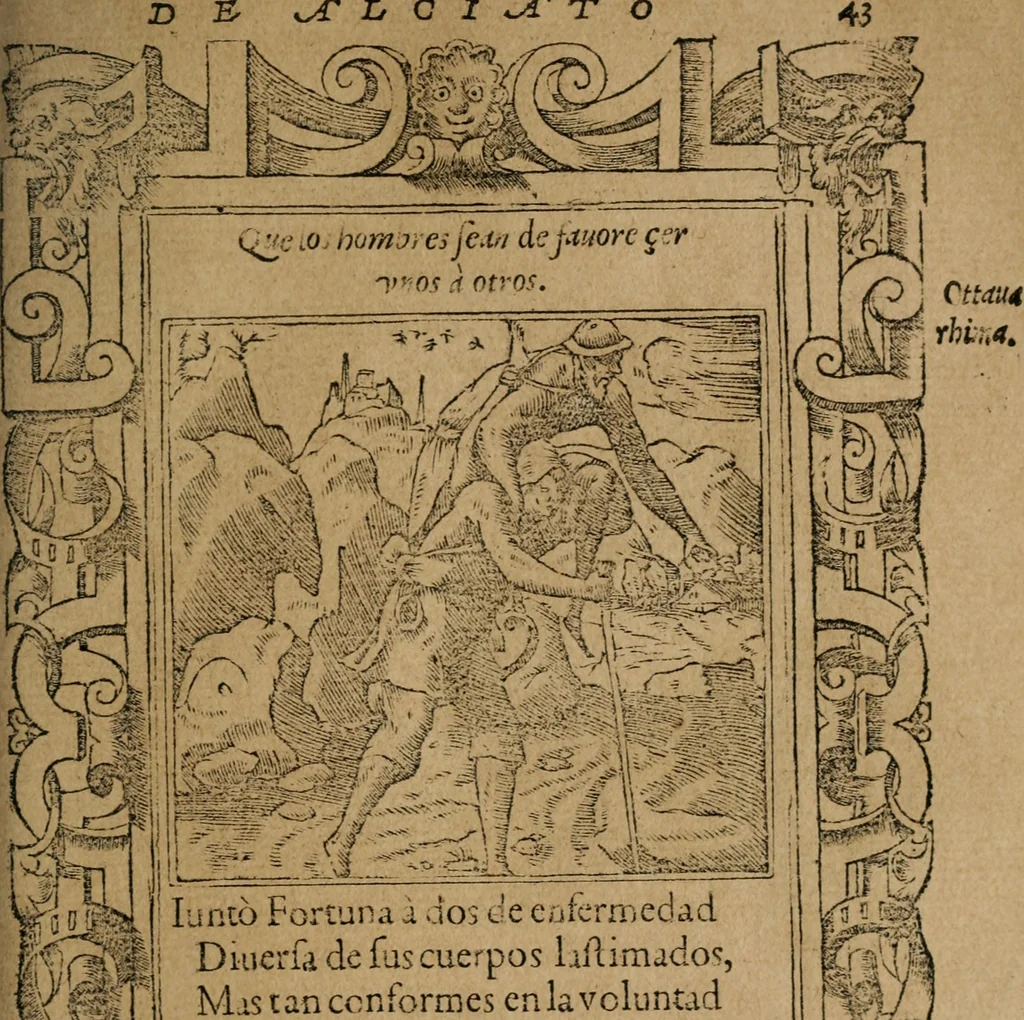 An illustration from Los emblemas de Alciato : traducidos en rhimas españolas ..., 1549, leaf 46