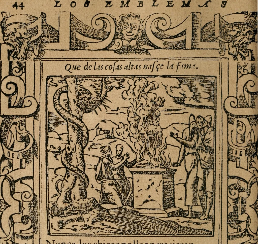 An illustration from Los emblemas de Alciato : traducidos en rhimas españolas ..., 1549, leaf 47