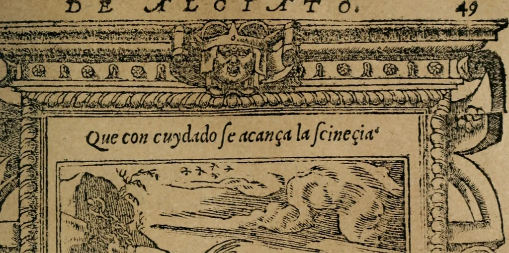 An illustration from Los emblemas de Alciato : traducidos en rhimas españolas ..., 1549, leaf 52