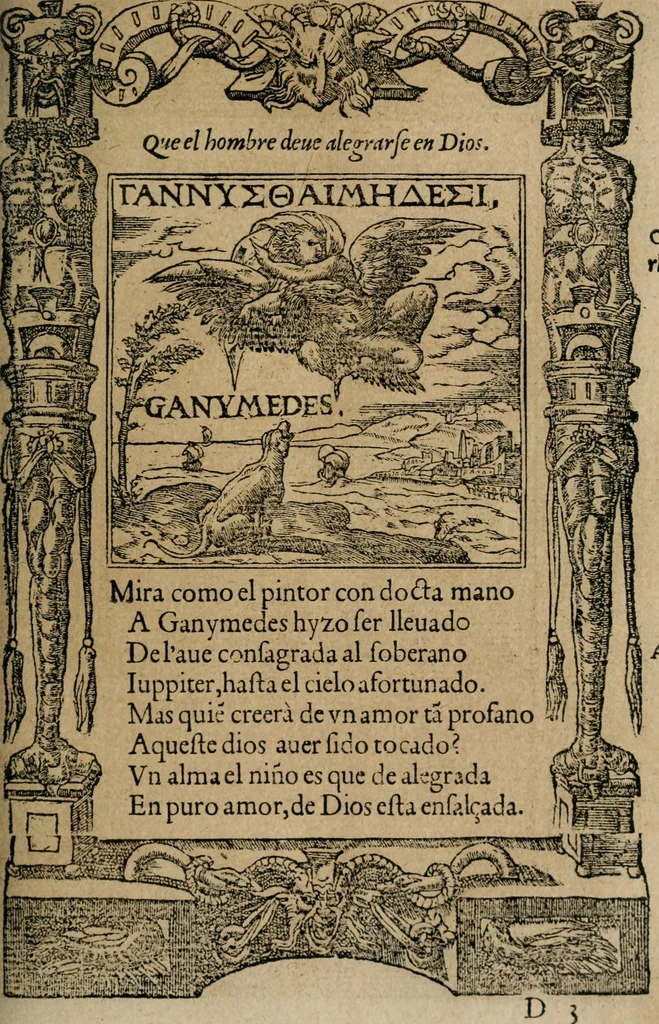 An illustration from Los emblemas de Alciato : traducidos en rhimas españolas ..., 1549, leaf 56