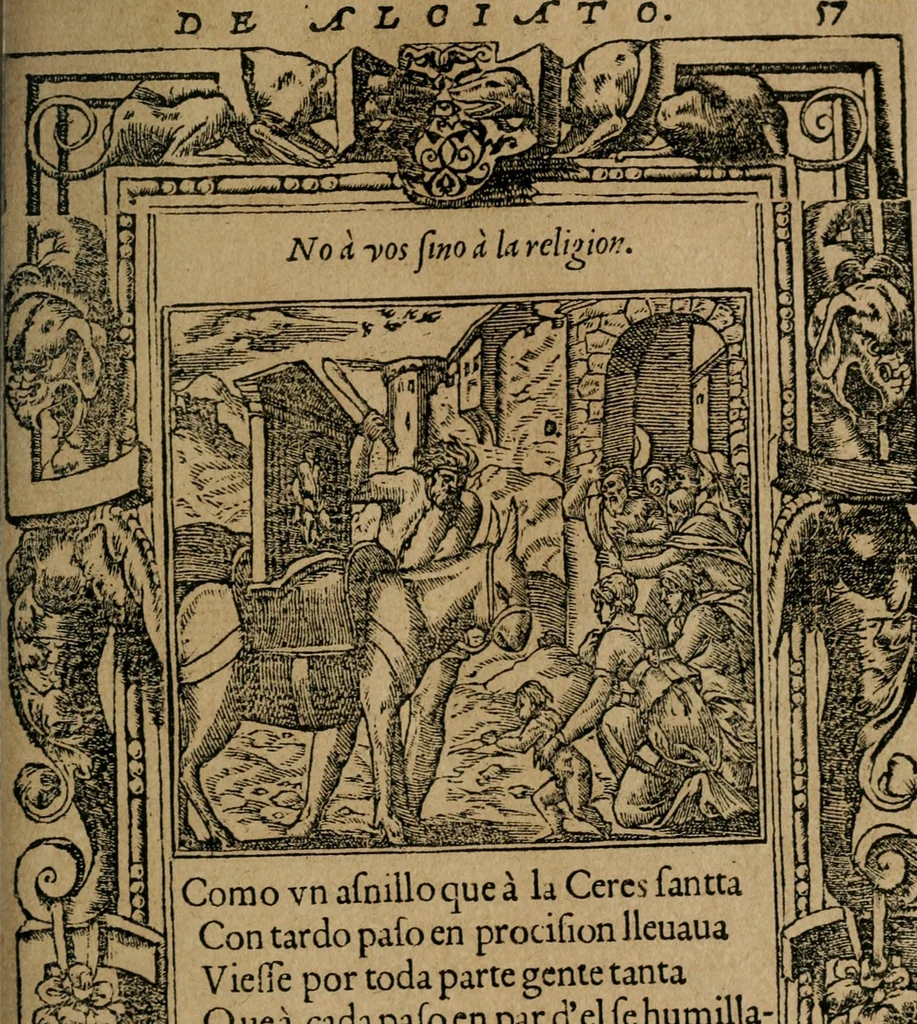 An illustration from Los emblemas de Alciato : traducidos en rhimas españolas ..., 1549, leaf 60