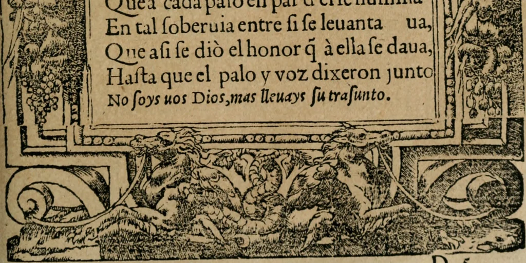 An illustration from Los emblemas de Alciato : traducidos en rhimas españolas ..., 1549, leaf 60