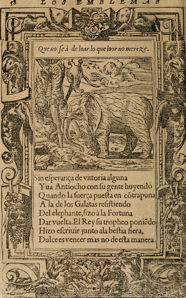 An illustration from Los emblemas de Alciato : traducidos en rhimas españolas ..., 1549, leaf 61