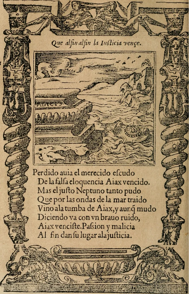 An illustration from Los emblemas de Alciato : traducidos en rhimas españolas ..., 1549, leaf 63