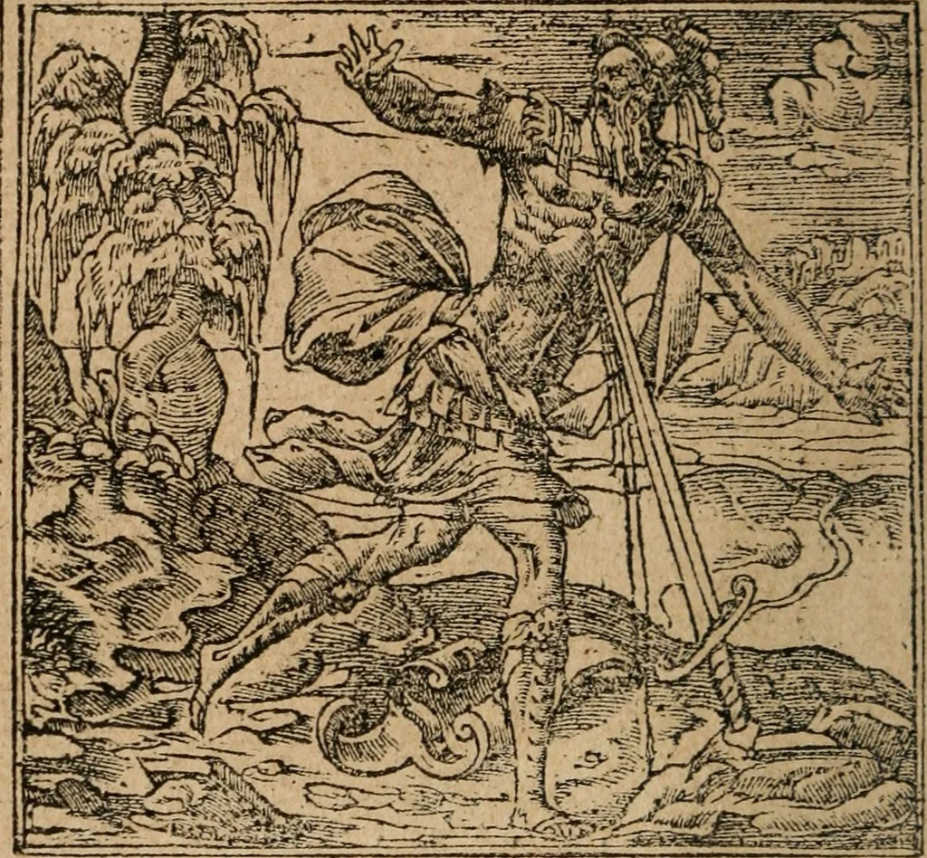 An illustration from Los emblemas de Alciato : traducidos en rhimas españolas ..., 1549, leaf 65
