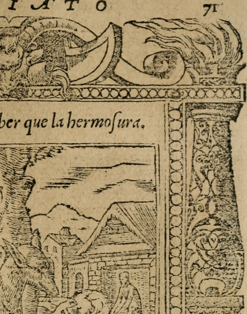 An illustration from Los emblemas de Alciato : traducidos en rhimas españolas ..., 1549, leaf 74