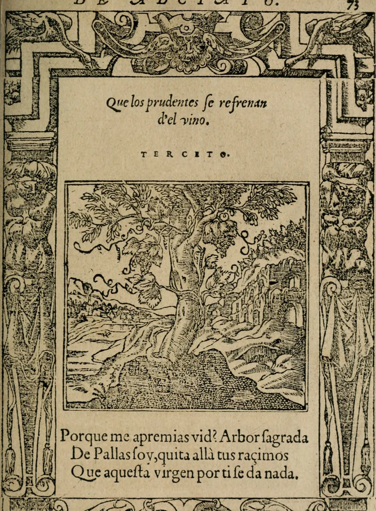 An illustration from Los emblemas de Alciato : traducidos en rhimas españolas ..., 1549, leaf 76