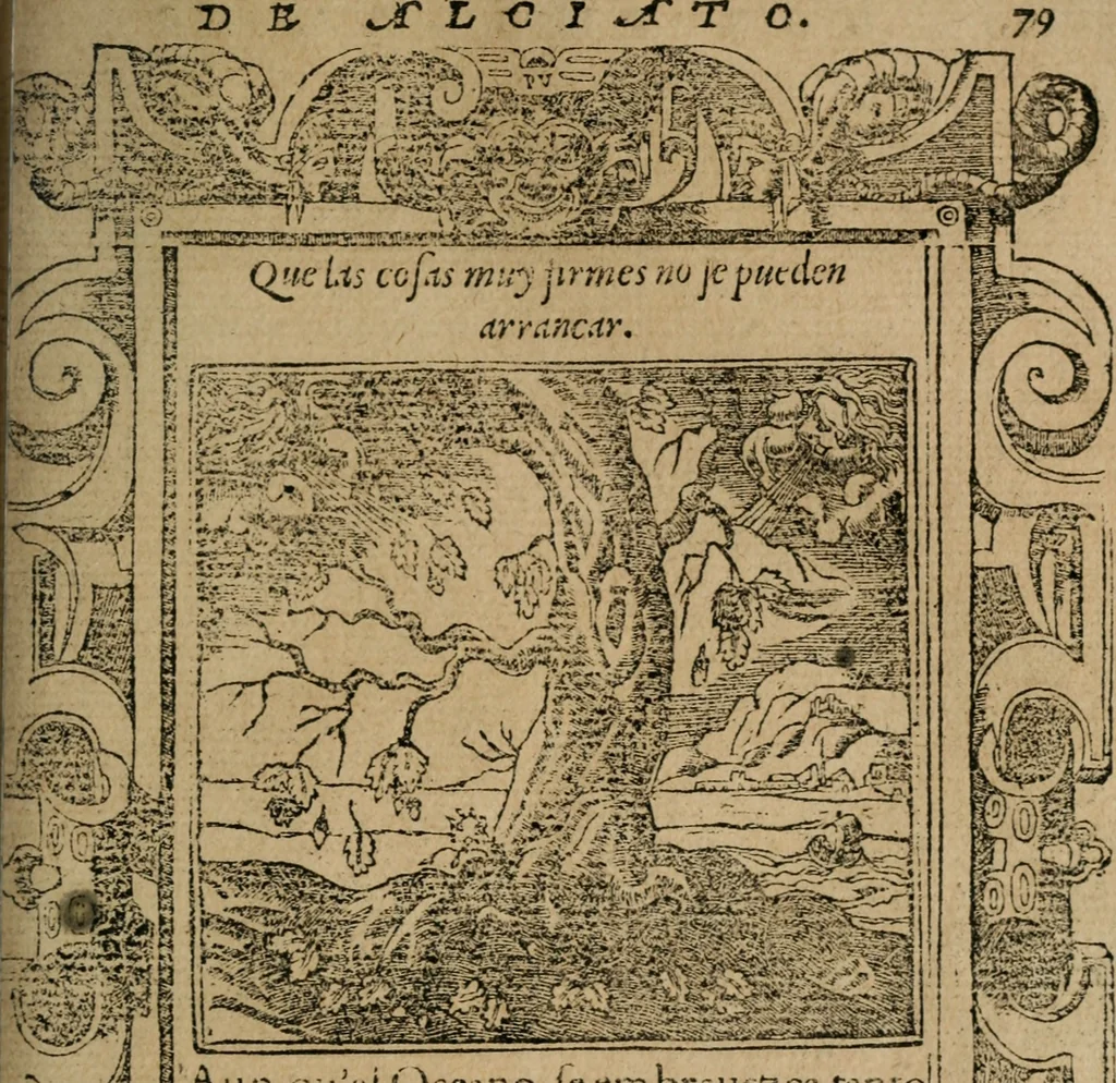 An illustration from Los emblemas de Alciato : traducidos en rhimas españolas ..., 1549, leaf 82