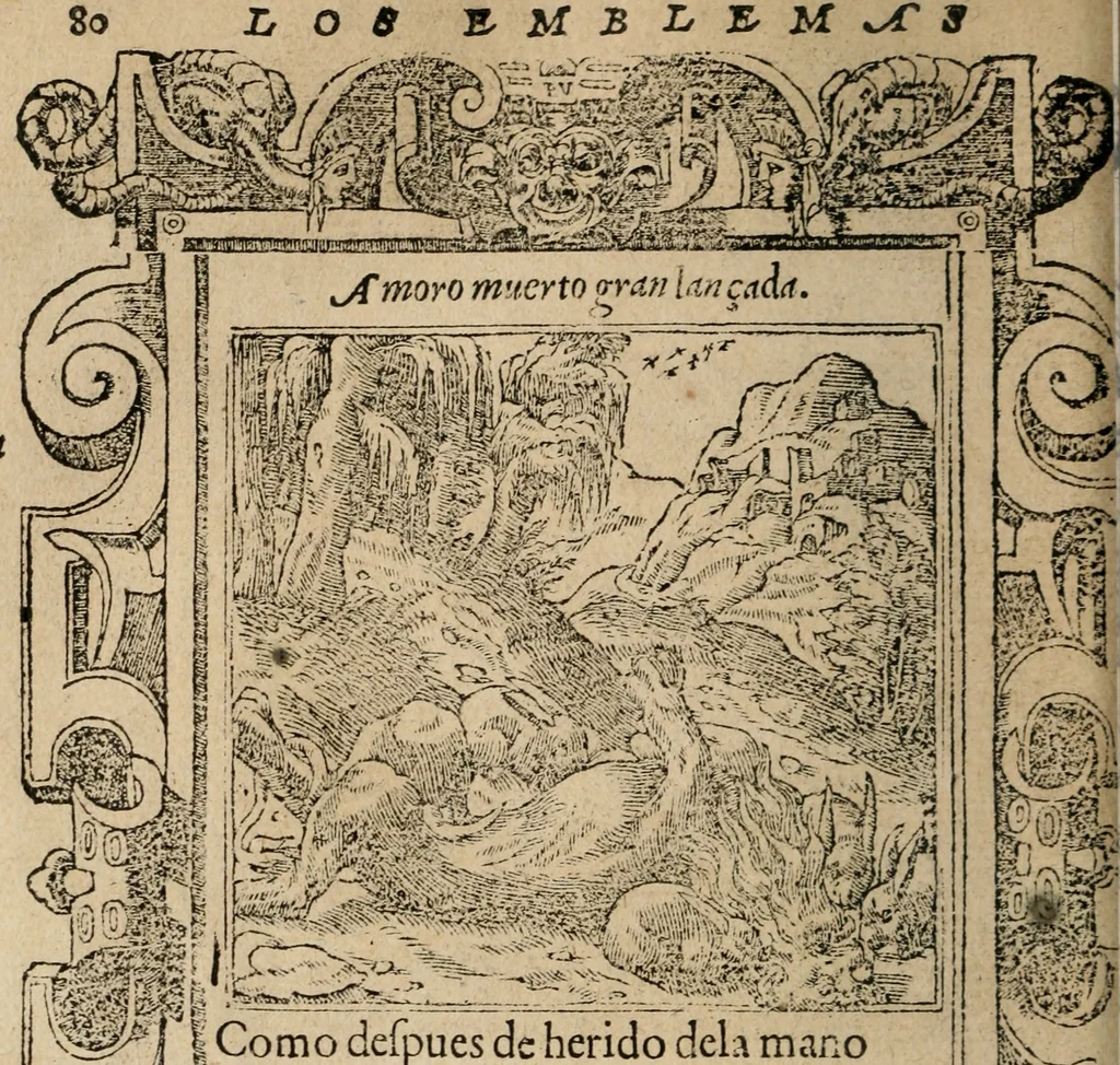 An illustration from Los emblemas de Alciato : traducidos en rhimas españolas ..., 1549, leaf 83
