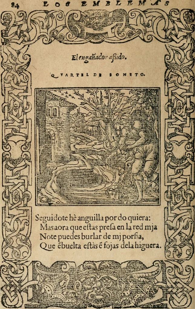 An illustration from Los emblemas de Alciato : traducidos en rhimas españolas ..., 1549, leaf 87
