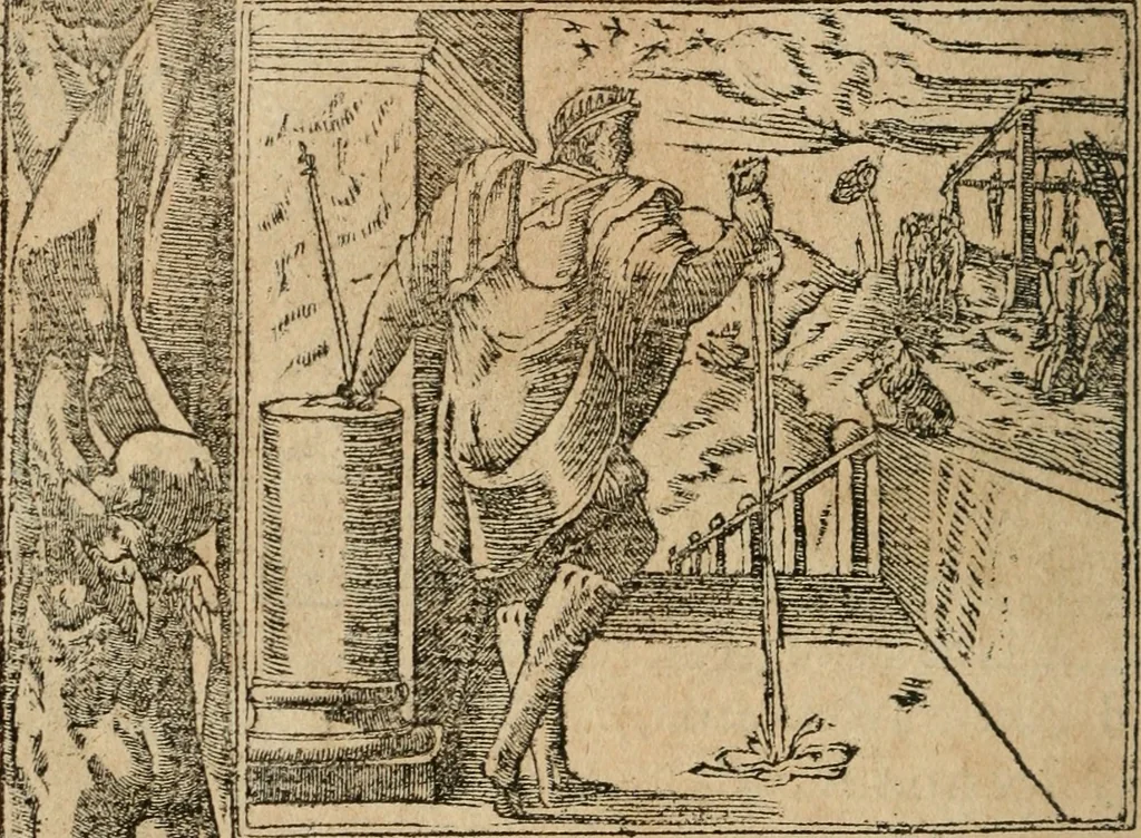 An illustration from Los emblemas de Alciato : traducidos en rhimas españolas ..., 1549, leaf 89