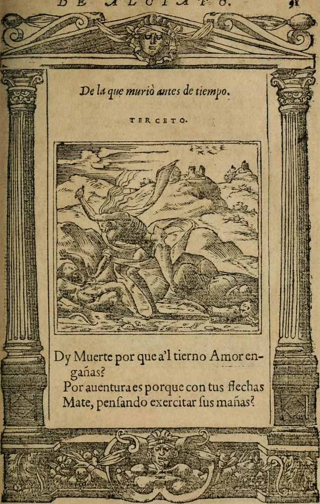 An illustration from Los emblemas de Alciato : traducidos en rhimas españolas ..., 1549, leaf 94