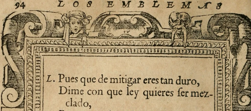 An illustration from Los emblemas de Alciato : traducidos en rhimas españolas ..., 1549, leaf 97